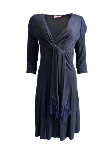 CLIPS Women's Heather Charcoal Cropped Sleeve Empire Waist Dress IT Sz 42 NWT