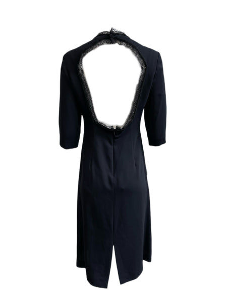 THANA Women's Black Cut-Out Back 3/4 Sleeve Shift Dress 598 $866 NEW