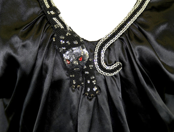 BETTY BLUE Women's Black Detailed Panther Trim Shift Dress IT Sz 42 NWT $464