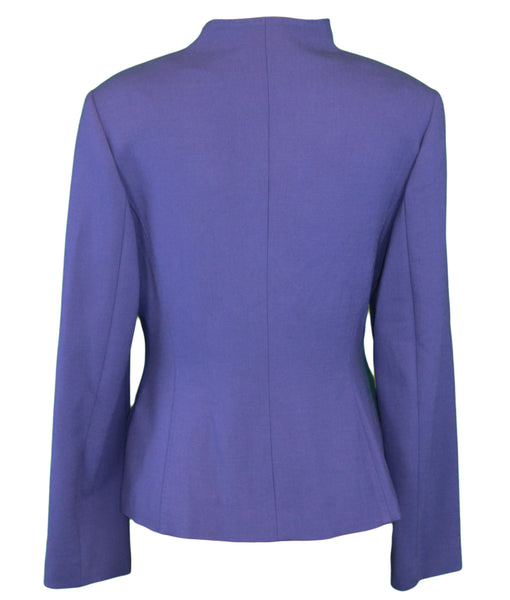 CLIPS Womens Royal Purple Ruffled Front Single Button Blazer IT Sz 40 NWT