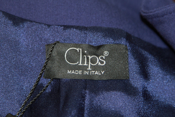 CLIPS Womens Royal Purple Ruffled Front Single Button Blazer IT Sz 40 NWT