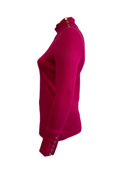 ELIZABETH MCKAY Jazz Button Embellished Riley Turtleneck 7073 $215 NWT