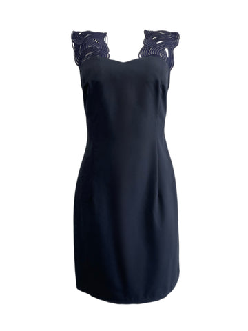 ANNE LEMAN Women's Navy Intertwined Strap Narcissa Dress SP91DR8 $575 NEW