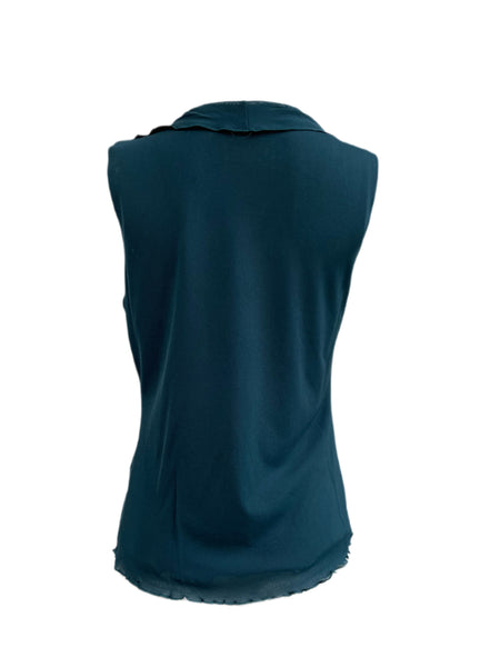 O OSCAR by Oscar De La Renta Women's Nocturnal Ruffle Blouse $59 NWT