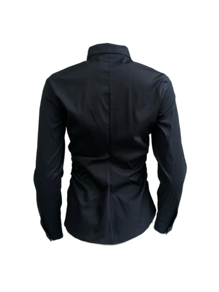 WALTER VOULAZ Women's Black Long Sleeve Ruffled Blouse C0619 $274 NEW