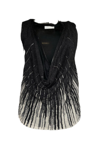 AVIU Women's Black/Beige Drape Neck Sleeveless Top CA44 $274 NEW