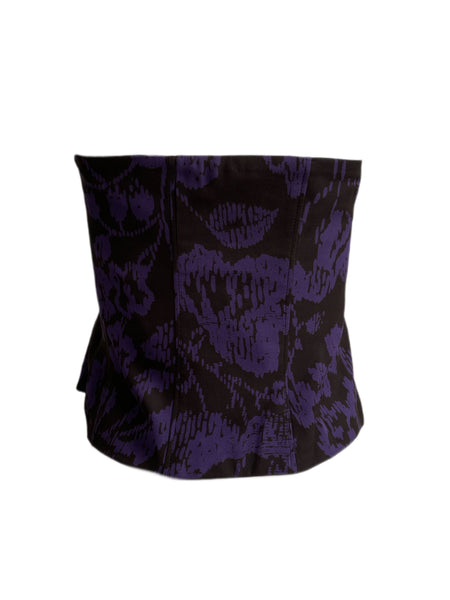 THANA Women's Brown & Purple Floral Side Zip Silk Tube Top NWT $345