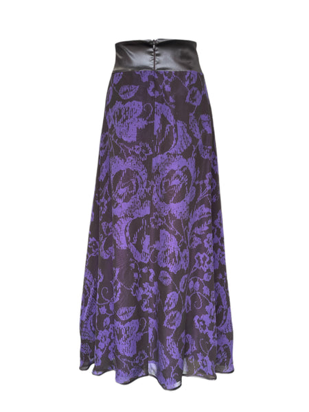 THANA Women's Brown & Purple Floral Full Length Maxi Skirt NWT $395