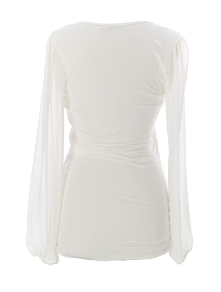 JULES & JIM Maternity Women's White Shawl Neck Blouse H13231 Sz M $109 NEW