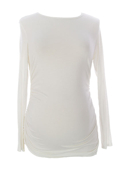 JULES & JIM Maternity Women's White Crew Neck Blouse J204 Sz M $89 NEW