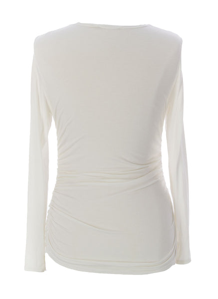 JULES & JIM Maternity Women's White Crew Neck Blouse J204 Sz M $89 NEW