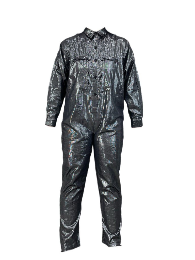 SUZIE KONDI Women's Silver Lurex Jumpsuit #SK1913 Sz Small $295 NWT