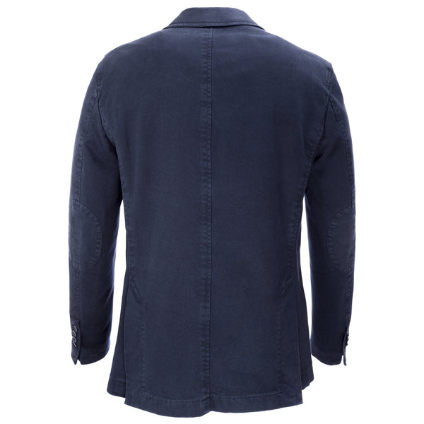 KRIZIA UOMO Navy Blue Three-Button Denim Blazer w/ Elbow Patch $366 NWT