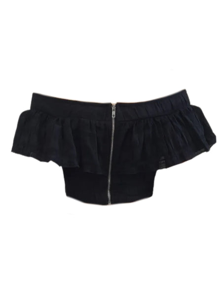 LOST IN LUNAR Women's Black Cropped Cotton V-Neck Top #L0187 X-Small NWT