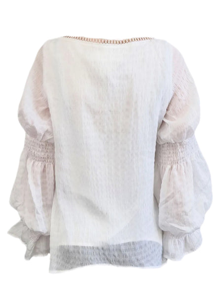 LOST IN LUNAR Women's White Long Sleeve Lace Top #L0198 X-Small NWT