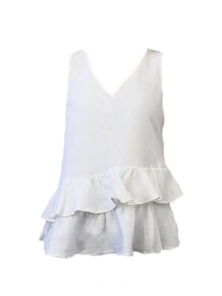 MADISON THE LABEL Women's White Linen Layered Lace Top #MS0263 X-Small NWT