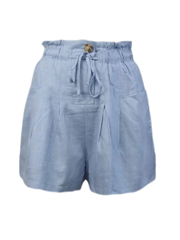 MADISON THE LABEL Women's Blue High Rise Linen Shorts #MS0228 X-Small NWT