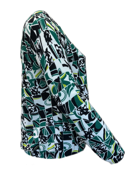 MARINA RINALDI Women's Maiorca Printed Cardigan $565 NWT