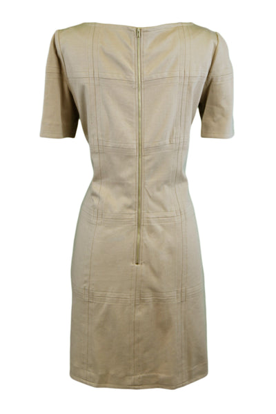 ELIZABETH MCKAY Martin Gold Half Sleeve Boat Neck Shift Dress 7063 Sz L