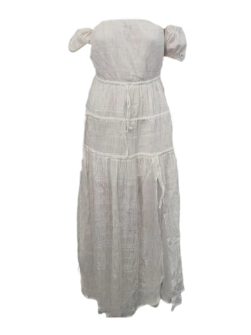 LOST IN LUNAR Women's White Maxi Length Off The Shoulder Dress #L0189 XS NWT
