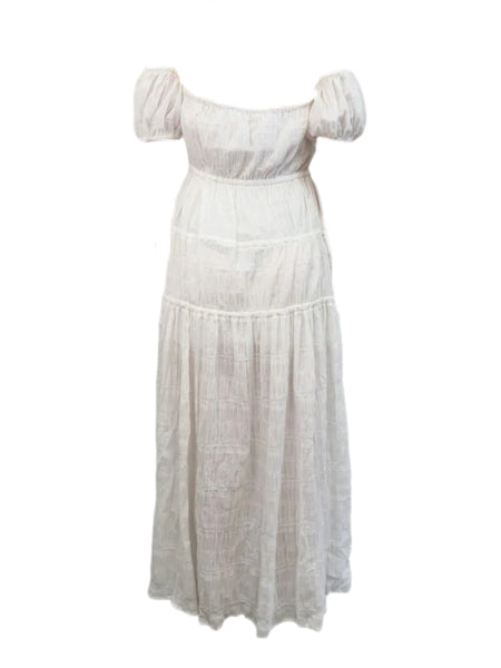 LOST IN LUNAR Women's White Maxi Length Off The Shoulder Dress #L0189 XS NWT