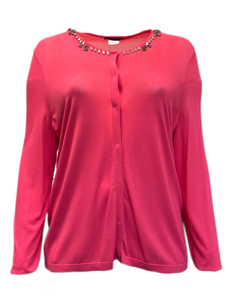 MARINA RINALDI Womens Menta Embellished Collar Cardigan $750 NWT