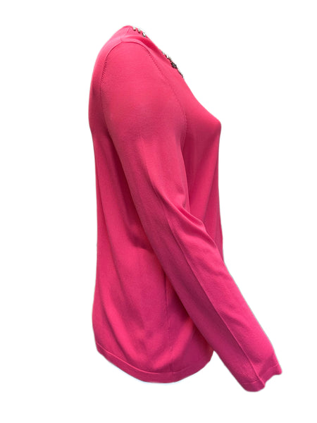 MARINA RINALDI Womens Menta Embellished Collar Cardigan $750 NWT