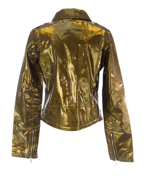 CUSTO BARCELONA Women's Perfecto Gold Diagnal Zip Jacket R793004 $800 NWT