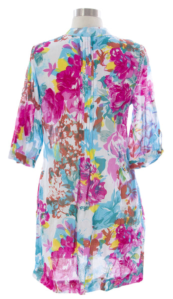 NAILA Women's Pink Ruffled Floral Tunic MIRTIPINK $130 NEW