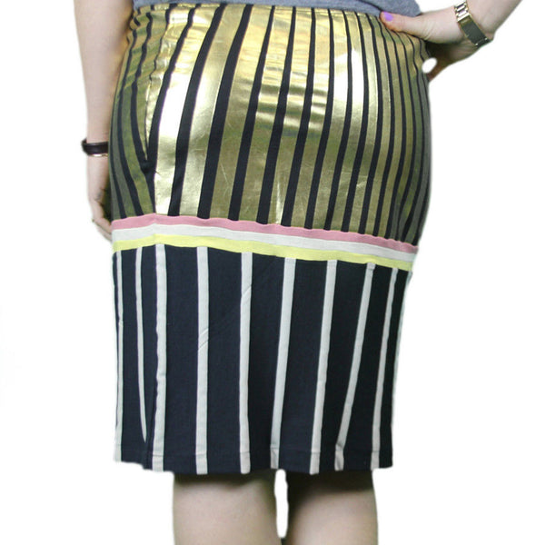 CUSTO BARCELONA Women's Nai Sun Fx Striped Pencil Skirt 293561 $120 NWT