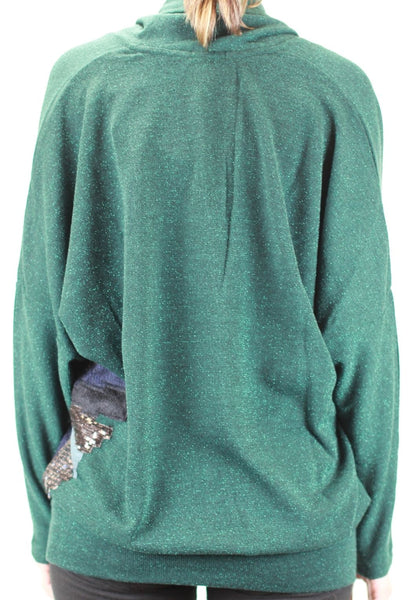 CUSTO BARCELONA Women's New Rain Green Cowl Neck Sweater 2390777 $178 NWT