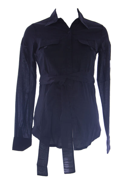 OLIAN Maternity Women's Black Breast Pockets Button Down Tunic Shirt XS $120 NWT