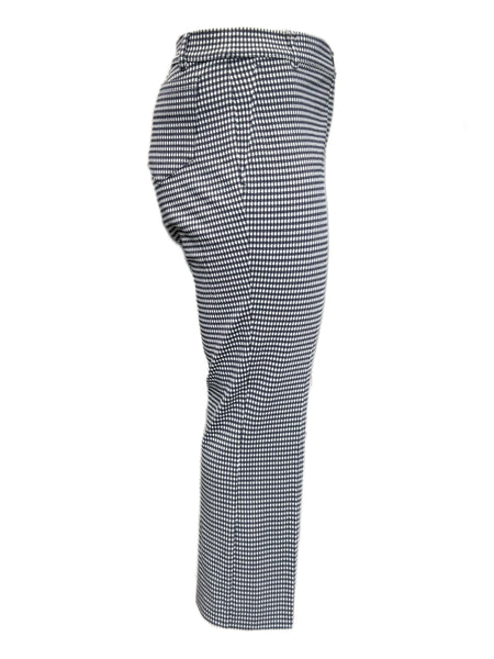MARINA RINALDI Women's White/Navy Occupare Checked Pants $305 NWT
