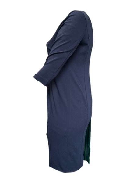 Marina Rinaldi Women's Dark Navy Oculato 3/4 Sleeve Jersey Dress Size M NWT