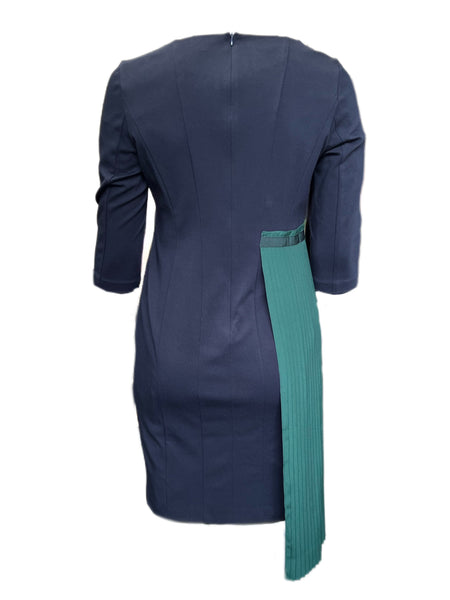 Marina Rinaldi Women's Dark Navy Oculato 3/4 Sleeve Jersey Dress Size M NWT