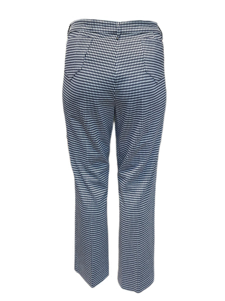 MARINA RINALDI Women's White/Navy Occupare Checked Pants $305 NWT