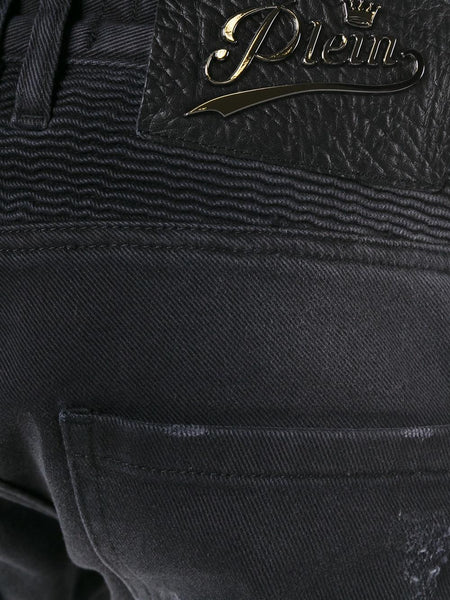 Philipp Plein Men's Black Wash Raiatea Biker Straight Cut Jeans Sz 36 $1,240 NEW