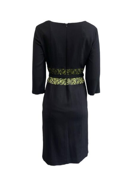 THAHA Women's Black 3/4 Sleeve Belt Dress 2738 IT Size 42 $625 NEW