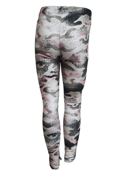 TEREZ Girl's Pink Metallic Camo Leggings #4018335 NWT