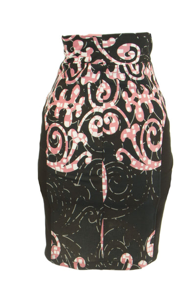 OLIAN Maternity Women's Black Rose Arabesque Print Pencil Skirt Sz XS $78 NWT