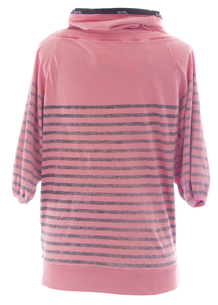 DIESEL Women's VINTAGE Pink/Grey Teshy Felpa Top #00AXT MSRP $135 XS NWT
