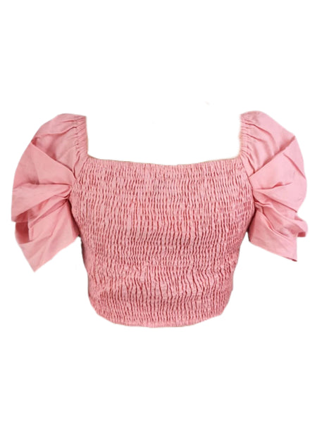 MADISON THE LABEL Women's Pink Puffed Sleeve Cropped Top #MS0220 X-Small NWT
