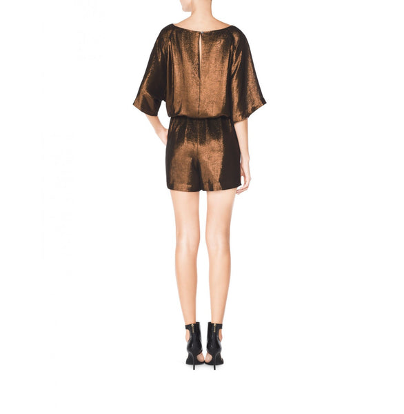 TAMARA MELLON Women's Bronze Metallic Romper Sz 4 $745 NWT