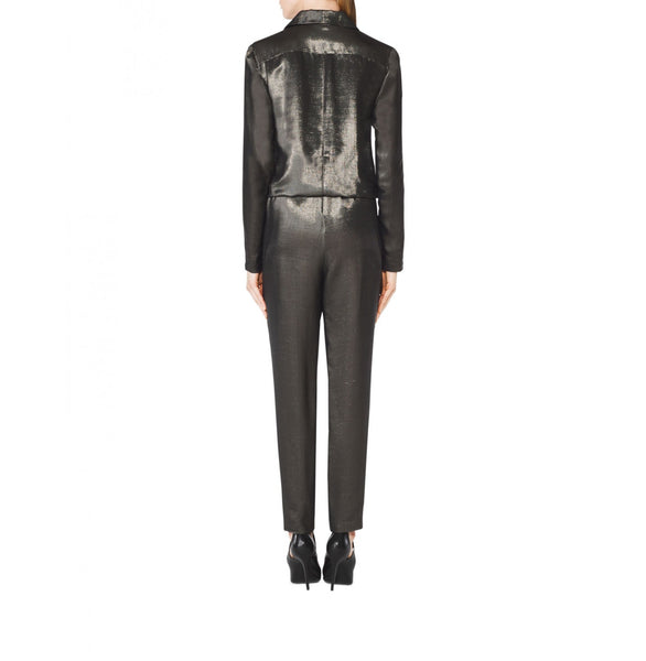 TAMARA MELLON Women's Silver Teal Metallic Jumpsuit $1,495 NWT