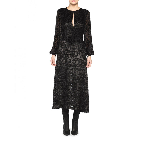 Tamara Mellon Black Geometric Devore Velvet Dress $995 NEW
