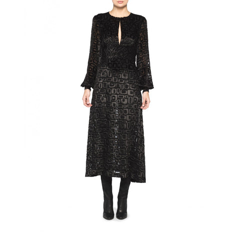 Tamara Mellon Black Geometric Devore Velvet Dress $995 NEW