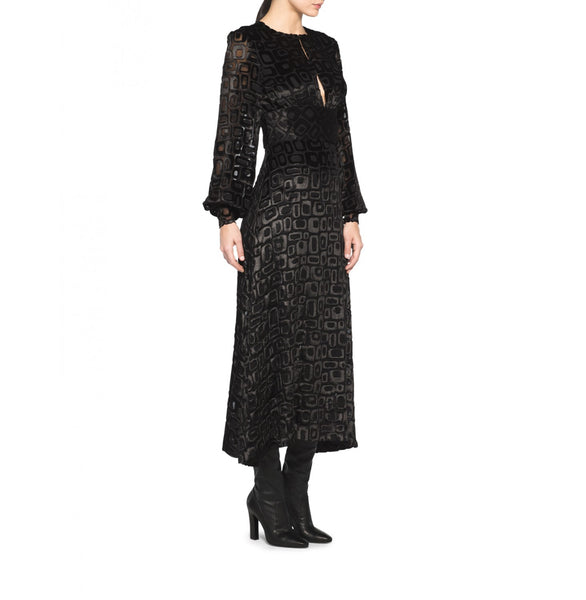 Tamara Mellon Black Geometric Devore Velvet Dress $995 NEW