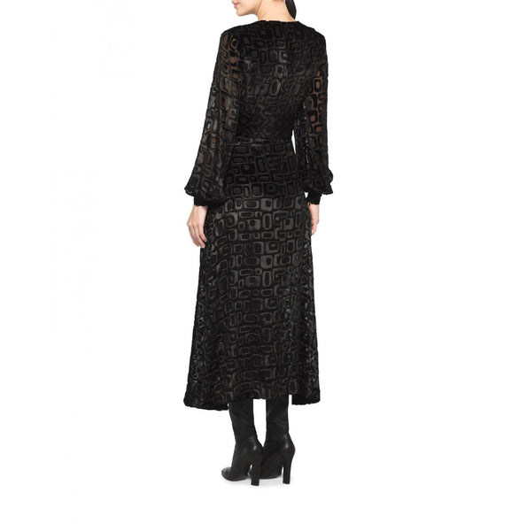 Tamara Mellon Black Geometric Devore Velvet Dress $995 NEW