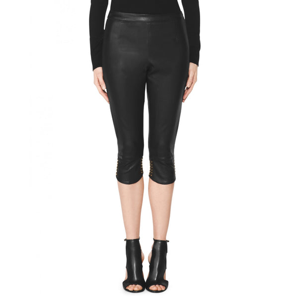 TAMARA MELLON Women's Black Leather Cropped Pants Sz 2 $1,395 NWT