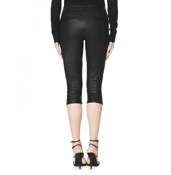TAMARA MELLON Women's Black Leather Cropped Pants Sz 2 $1,395 NWT